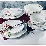 Обеденный сервиз Flowers Lenardi красный цветок на 6 персон 23 предмета