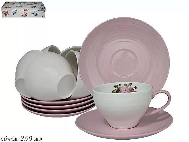 Чайный набор Lenardi Акварель розовая 12 предметов