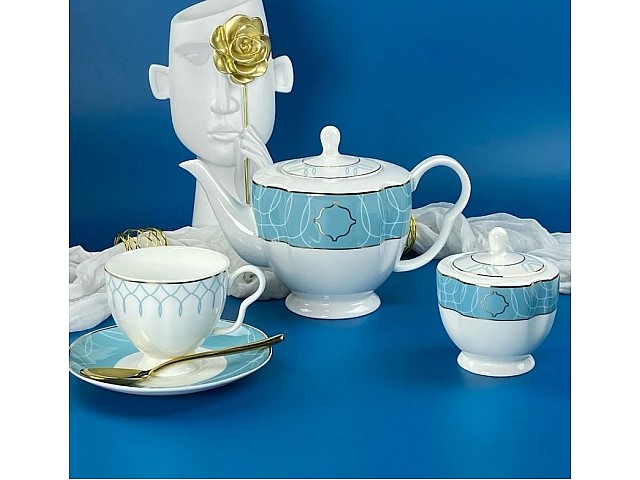 Чайный сервиз на 6 персон 16 предметов 260 мл Blu Turkese Lenardi