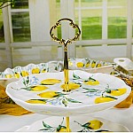 Двухъярусная этажерка тарелки 21,5 и 27 см Лимоны Lenardi