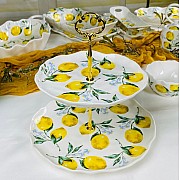 Двухъярусная этажерка тарелки 21,5 и 27 см Лимоны Lenardi