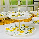 Двухъярусная этажерка тарелки 21,5 и 27 см Лимоны Lenardi