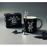 Кружка 350 мл с ложкой Мишки Lenardi черная