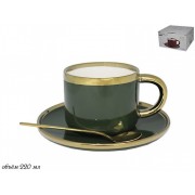 Чайная пара 220 мл Mono Lenardi зеленая с ложкой