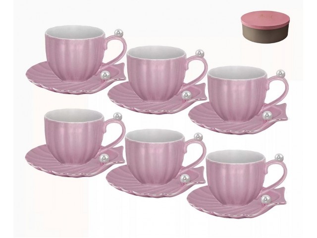 Чайный набор Lenardi Жемчужина розовый 12 предметов 250 мл