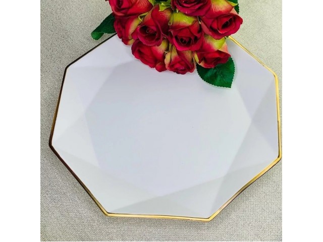 Набор 6 тарелок Lenardi Грани белый 25 см