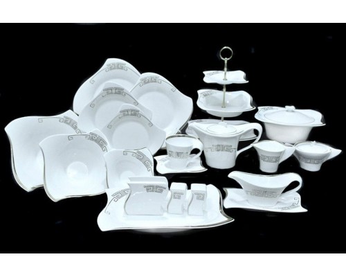 Чайно-столовый сервиз Стразы серебро Lenardi на 12 персон 100 предметов