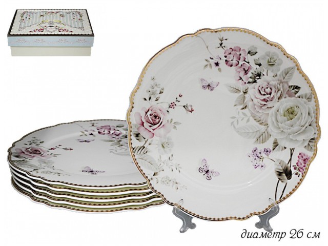 Набор 6 тарелок 26 см Пионы Lenardi