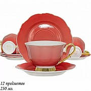 Чайный набор Maora Lenardi на 6 персон 12 предметов красный