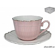 Чашка с блюдцем Lenardi Классика розовая 250 мл