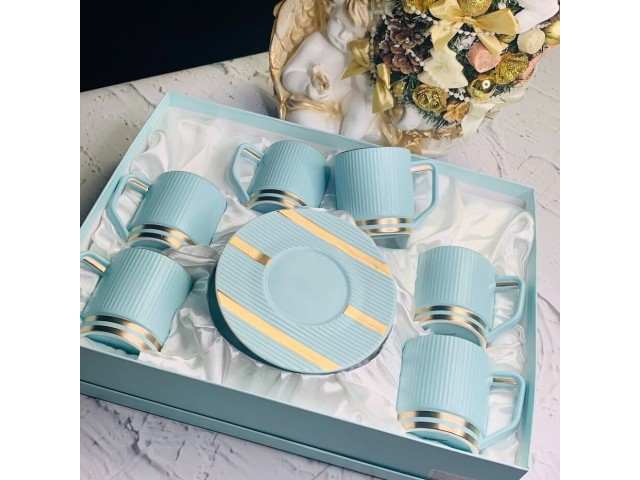 Чайный набор Эллада Lenardi на 6 персон 12 предметов голубой