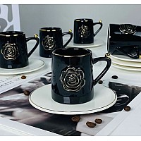 Кофейный набор на 6 персон 12 предметов 95 мл Розаль Lenardi черный черная роза