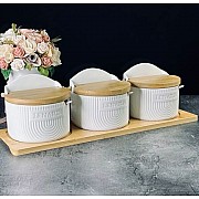 Набор из 3 банок 420 мл с ложками на подставке Bamboo Lenardi