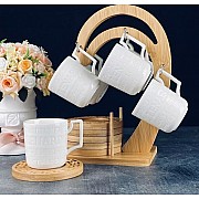 Кофейный набор на подставке Bamboo Lenardi на 6 персон 12 предметов 130 мл