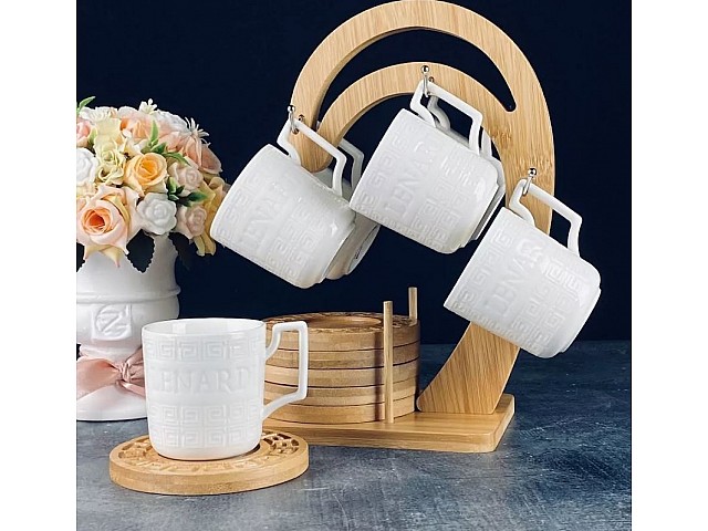 Кофейный набор на подставке Bamboo Lenardi на 6 персон 12 предметов 130 мл