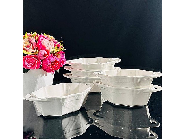 Набор из 6 овальных салатников 17 см White Lenardi