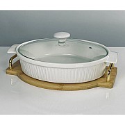 Овальное блюдо для запекания 32 см с крышкой на подставке Antik Lenardi