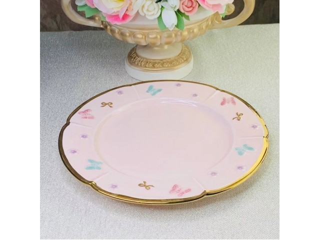 Набор 6 тарелок Lenardi Бабочки розовые 27 см