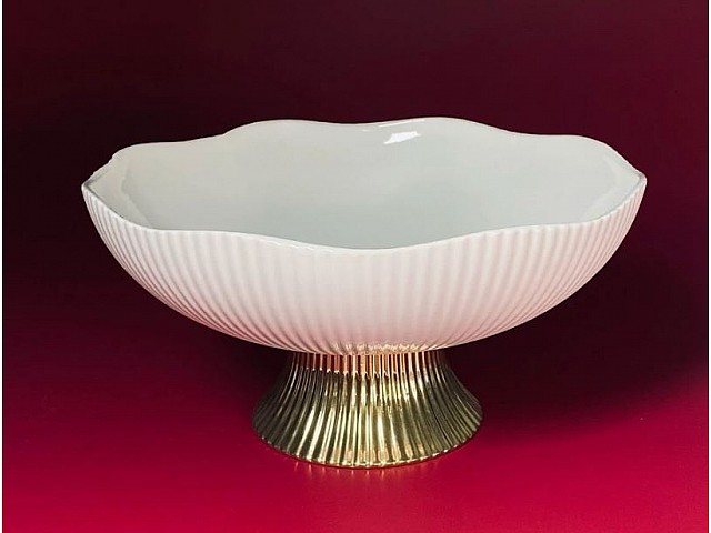 Конфетница 20см на ножке Multicolor Lenardi белая