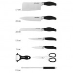 Набор ножей Chef Lenardi 9 предметов на подставке черный