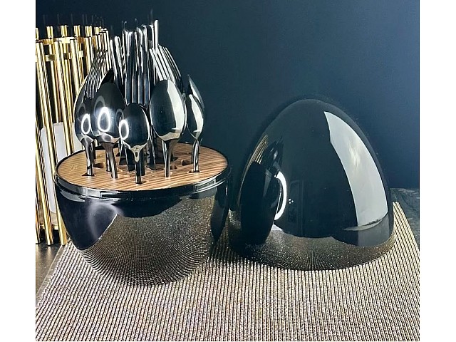 Набор столовых приборов Eclypse Egg Lenardi черный на 6 персон 24 предмета