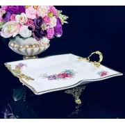 Блюдо квадратное 29 см Астория Lenardi на ножках с ручками