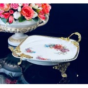 Блюдо круглое 28 см Астория Lenardi на ножках с ручками
