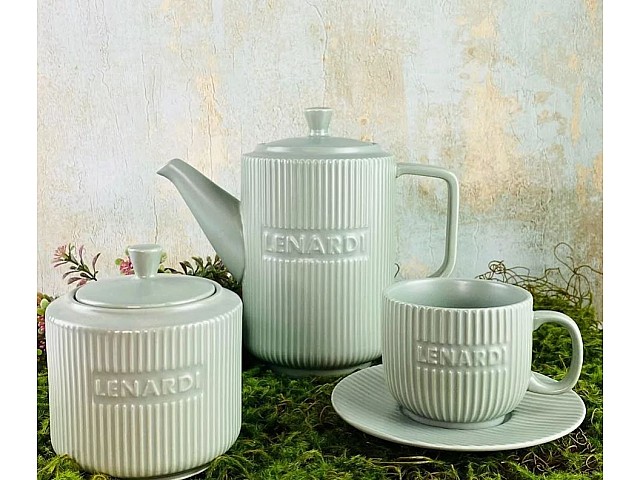 Чайный сервиз Stripe Lenardi на 6 персон 14 предметов серый