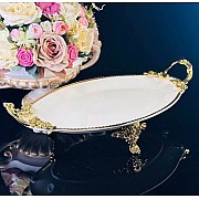 Блюдо 31 см Atlantis Cream Lenardi на ножках с ручками