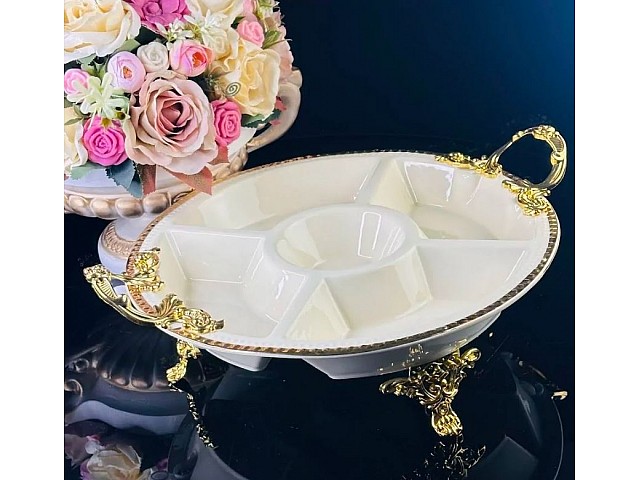 Менажница 33 см Atlantis Cream Lenardi на ножках с ручками