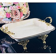 Блюдо 30,5 см Atlantis Cream Lenardi на ножках с ручками