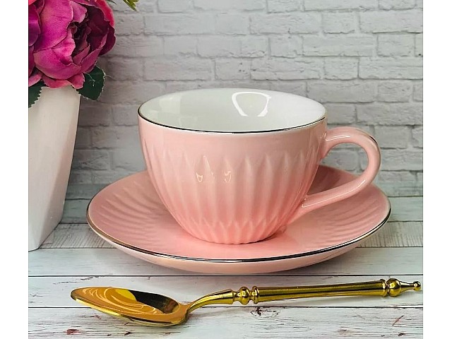 Чайный набор Spada Lenardi розовый на 6 персон 12 предметов
