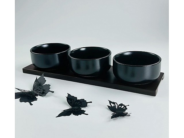 Набор из 3 салатников 10 см 230 мл на подставке Blackwood Lenardi