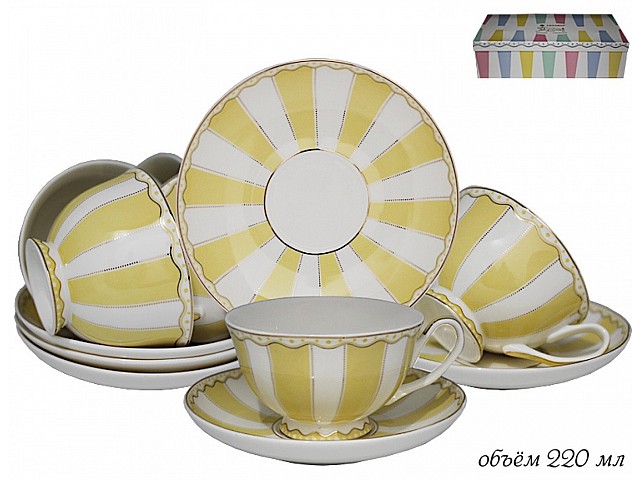 Чайный набор Lenardi Шатер желтый 12 предметов 220 мл