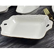 Прямоугольное глубокое блюдо 28 см Аврора золото Lenardi