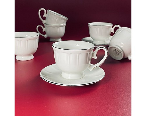 Кофейный набор на 6 персон 12 предметов 140 мл Neo Classic Lenardi платина