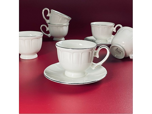 Кофейный набор на 6 персон 12 предметов 140 мл Neo Classic Lenardi платина