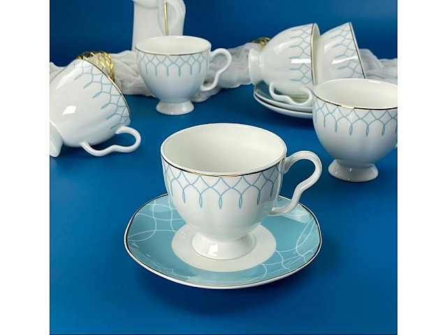 Чайный набор на 6 персон 12 предметов 260 мл Blu Turkese Lenardi