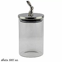 Банка для сыпучих продуктов Зайчик Lenardi серебряный 1,1 л Банка для сыпучих продуктов Зайчик Lenardi серебряный 1,1 л