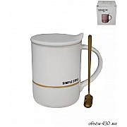 Кружка Style Lenardi белая 430 мл с крышкой и ложкой