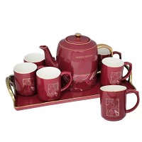 Чайный набор Dreams Lenardi красный на 4 персоны 9 предметов