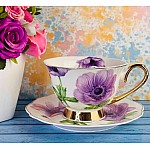 Чайный набор Maora Lenardi на 6 персон 12 предметов фиолетовый цветок