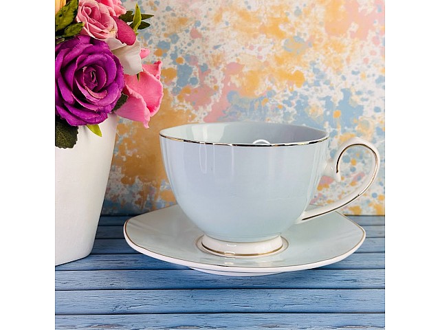 Чайный набор на 6 персон 12 предметов 250 мл Viola Lenardi голубой