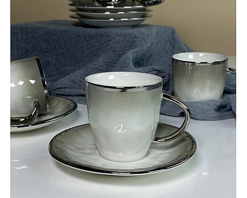 Кофейный набор на 6 персон 12 предметов 110 мл Toronto Grey Lenardi