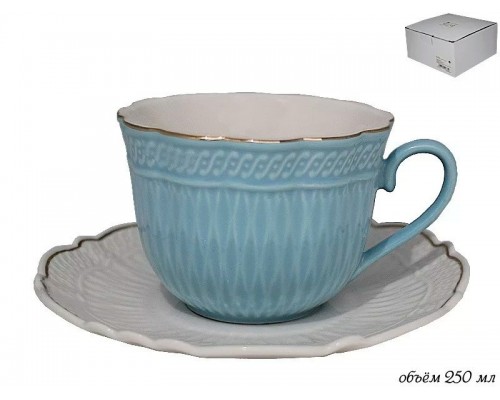 Чашка с блюдцем Lenardi Классика голубая 250 мл