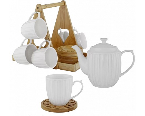 Чайный сервиз на 6 персон 14 предметов на подставке Bamboo Lenardi