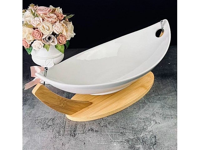Овальное блюдо 42 см на подставке Bamboo Lenardi