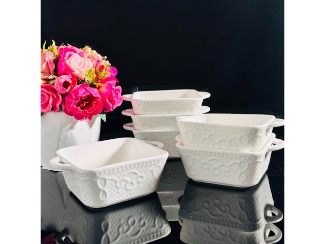 Набор из 6 квадратных салатников 14 см White Lenardi