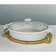 Овальное блюдо для запекания 37 см с крышкой на подставке Antik Lenardi