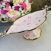 Фруктовница Lenardi Бабочки розовые 41 см на ножке